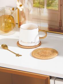 1pc Rattan Round Coaster - Khaki - View 2