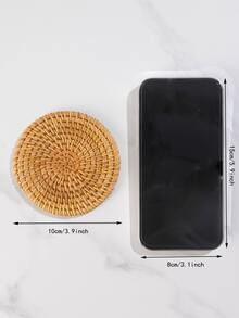 1pc Rattan Round Coaster - Khaki - View 3