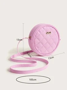 One Piece Girls Pu Soft Quilted Pink Round Fashion Mini Crossbody Bag Daily Use - Pink - View 2