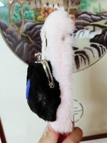 3D Heart Decor Fluffy Phone Case With Card Bag - Multicolor - View 2