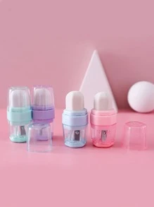 1 件雙孔削鉛筆機 + 六角橡皮擦文具套裝,適合兒童及學生 - 彩色 - 查看 3