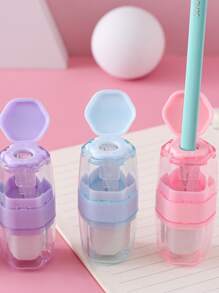 1 件雙孔削鉛筆機 + 六角橡皮擦文具套裝,適合兒童及學生 - 彩色 - 查看 5