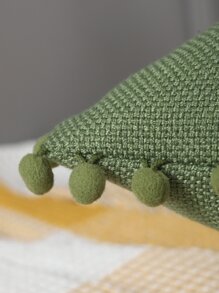 1pc Pompom Decor Cushion Cover Không có chất làm đầy - màu xanh lá - Xem 3