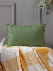 1pc Pompom Decor Cushion Cover Không có chất làm đầy - màu xanh lá - Xem 4