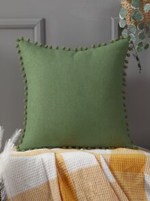 1pc Pompom Decor Cushion Cover Không có chất làm đầy - màu xanh lá - Xem 5