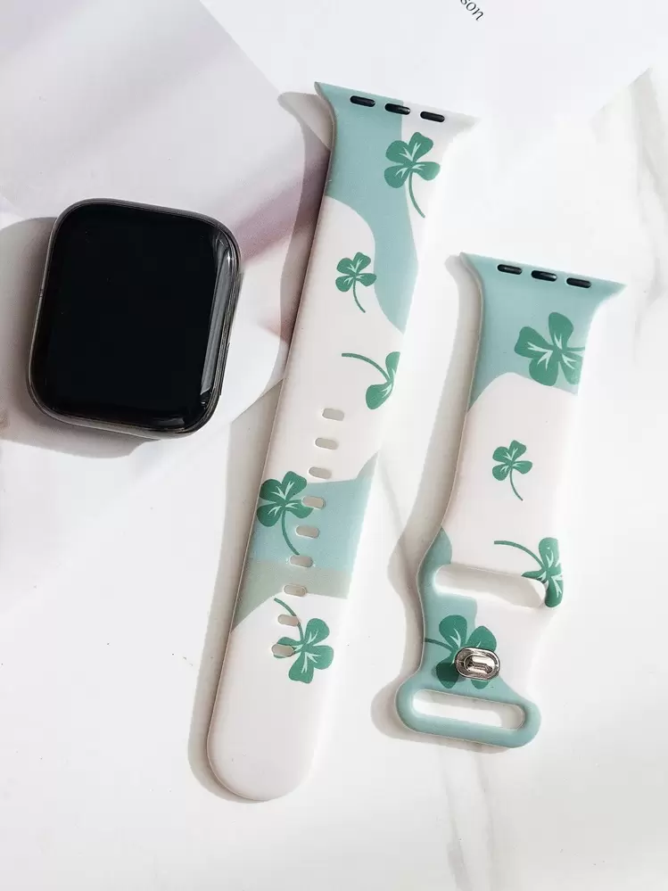 Reloj inteligente con patrón de hoja banda compatible con Apple Watch - Multicolor - Añade 5