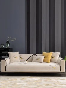 1入組字母刺繡沙發巾和1入組隨機靠墊套不附帶墊芯 - 彩色 - 查看 5