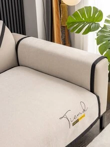 1入組字母刺繡沙發巾和1入組隨機靠墊套不附帶墊芯 - 彩色 - 查看 3