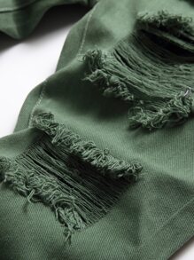 Quần Jeans Nam Ôm Dáng Rách Rách Xỉn - xanh quân đội - Xem 6