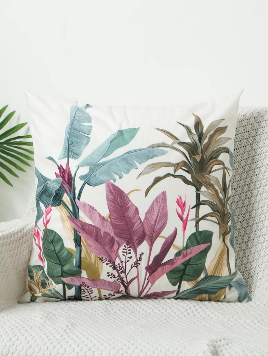 植物圖案靠墊套不附帶墊芯 - 彩色 - 查看 1