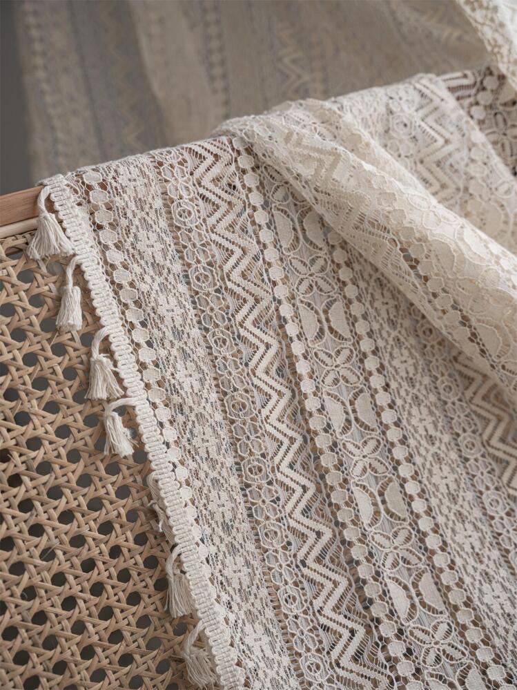 Bubaba 1 rèm cửa ren hình học màu be, rèm cửa voan trang trí dạng thanh rỗng hình sóng cổ điển Bohemian, thích hợp cho phòng ngủ, phòng khách, nhà bếp, phòng ăn, phòng tập thể dục, cửa sổ hình vòm, quán cà phê - Sử dụng trong nhà 4 mùa - Màu be - Xem 7