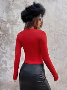 SHEIN ICON Body Heat Map Print  Crop Tee - Red - View 2