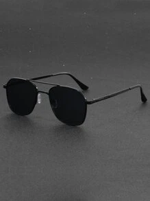 Men Top Bar Metal Geometric Frame Fashion Glasses Elegant Shades Accessories Beach Accessories Glasses Shades For Summer Beach Vacation,Outdoor,Travel - Black - View 1