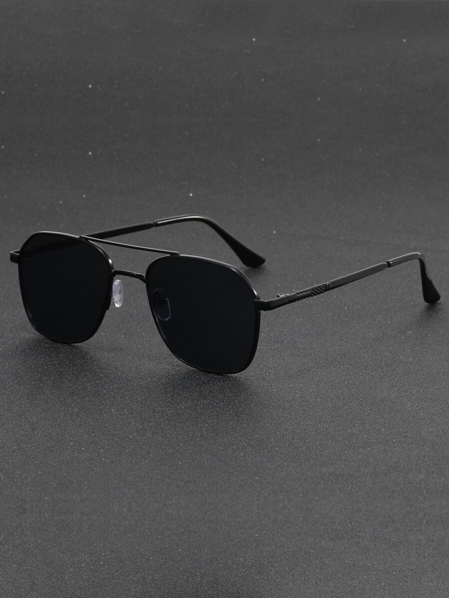 Men Top Bar Metal Geometric Frame Fashion Glasses Elegant Shades Accessories Beach Accessories Glasses Shades For Summer Beach Vacation,Outdoor,Travel - Black - View 1