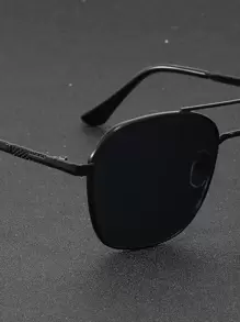 Men Top Bar Metal Geometric Frame Fashion Glasses Elegant Shades Accessories Beach Accessories Glasses Shades For Summer Beach Vacation,Outdoor,Travel - Black - View 5