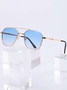 1副男士金属几何双桥时尚眼镜 - 漸層 - 查看 1