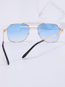 1副男士金属几何双桥时尚眼镜 - 漸層 - 查看 2