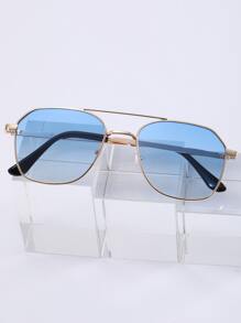 1副男士金属几何双桥时尚眼镜 - 漸層 - 查看 4