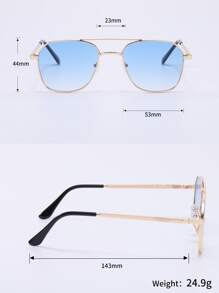 1副男士金属几何双桥时尚眼镜 - 漸層 - 查看 5