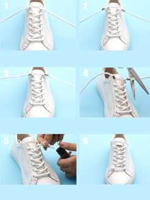 扣式彈性鞋帶無須綁鞋帶 - 白色 - 查看 6