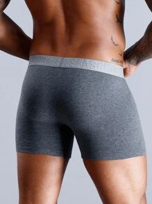 3 piezas Calzoncillos tipo bóxer con gráfico de letras para hombres, transpirables - Multicolor - Ver 2