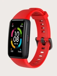 Plain Watchband Compatible With Huawei Band 6 - Red - View 1
