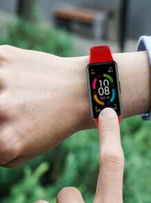 Plain Watchband Compatible With Huawei Band 6 - Red - View 3