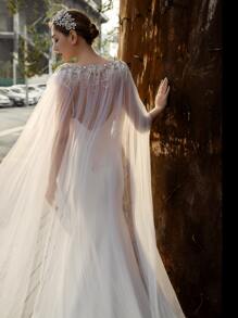 Capa de boda con diseño de diamante de imitación - Blanco - Ver 1