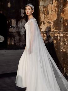 Capa de boda con diseño de diamante de imitación - Blanco - Ver 3