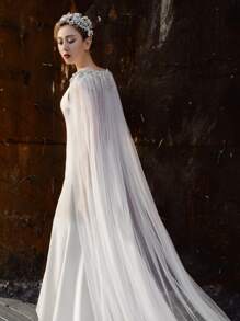 Capa de boda con diseño de diamante de imitación - Blanco - Ver 4