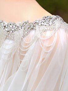 Capa de boda con diseño de diamante de imitación - Blanco - Ver 5