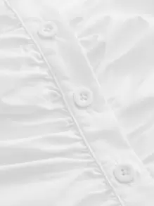 SHEIN MOD 素色前收褶襯衫 - 白色 - 查看 4