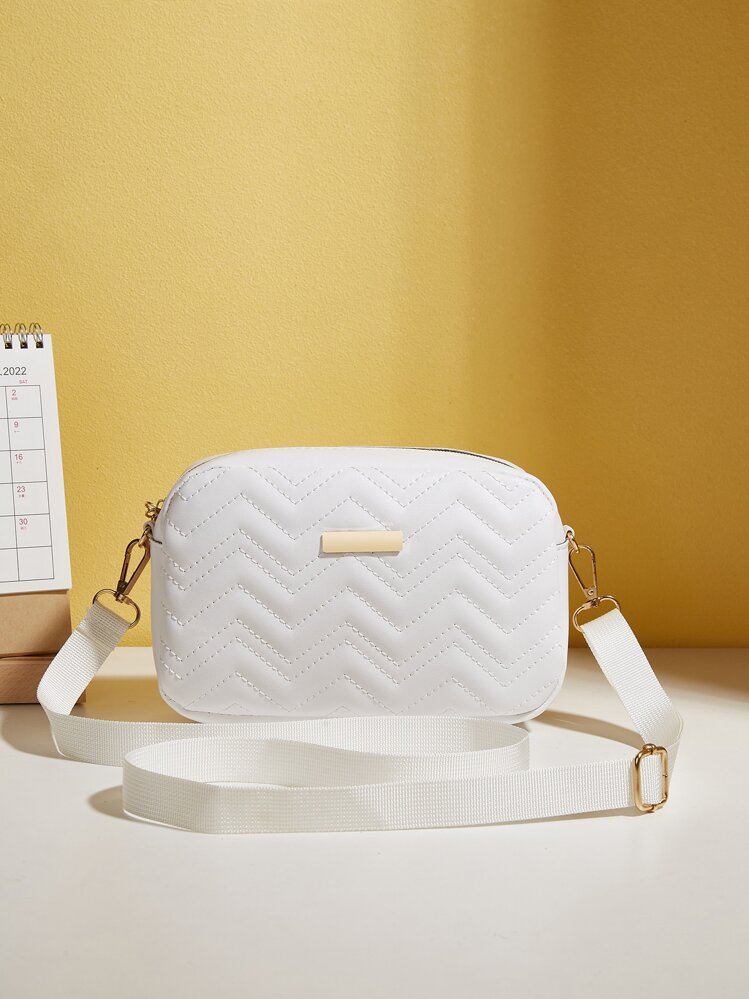 Fashionable Quilted Women Shoulder Bag, Mini Crossbody Sling Bag - White - View 5
