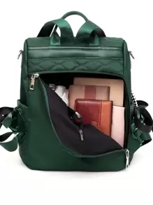 Rucsac ușor cu mai multe buzunare pentru femei, poate fi folosit și ca posetă pentru monede, geantă antifurt ocazională pentru doamne și studenți, poate fi transformat în rucsac de umăr pentru mame, potrivit pentru școala elementară, școala gimnazială, boboci și absolvenți, absolvenți, ideal pentru cumpărături, călătorii, perfect pentru afaceri, birou și guler alb. Articol obligatoriu pentru sezonul de întoarcere la școală. - Verde inchis - Vizualizare 4