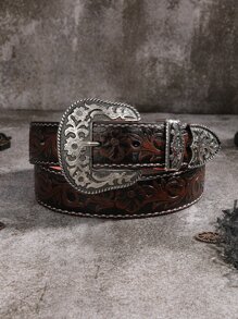 1pc Women Flower Engraved Buckle Belt Boho Halloween Summer, School