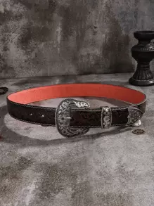 1pc Women Flower Engraved Buckle Belt Boho Halloween Summer, School