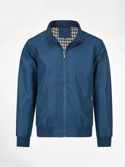 CLOUDSTYLE Männer Jacke mit Gingham Muster, Gefüttert, Reißverschluss
