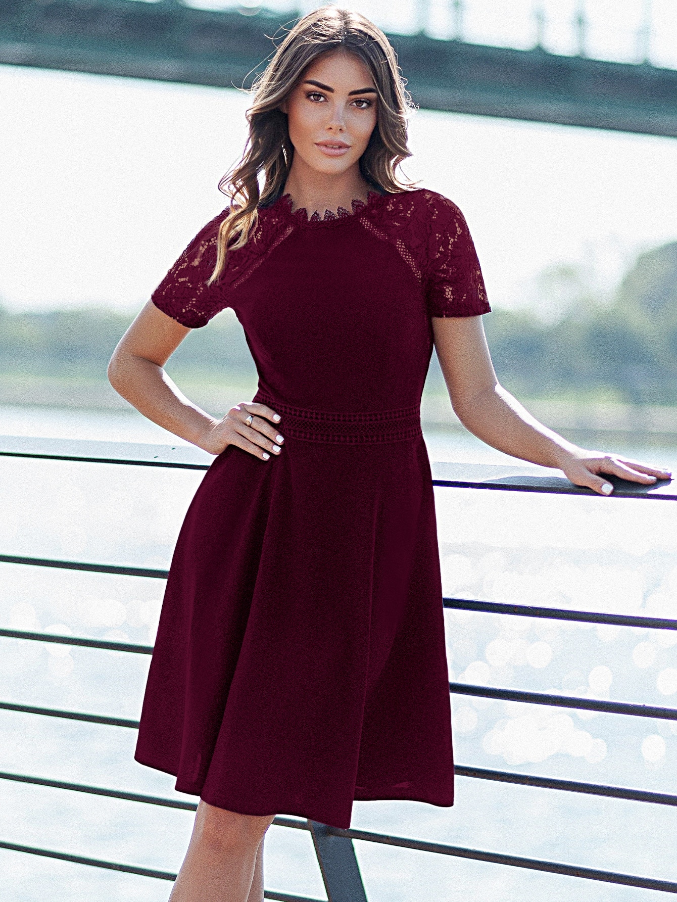 chinese dress ladies City Darling Lace Skater Mini Dress