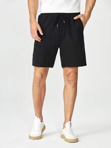 Manfinity Men Drawstring Waist Shorts - Black - View 1