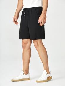 Manfinity Men Drawstring Waist Shorts - Black - View 4