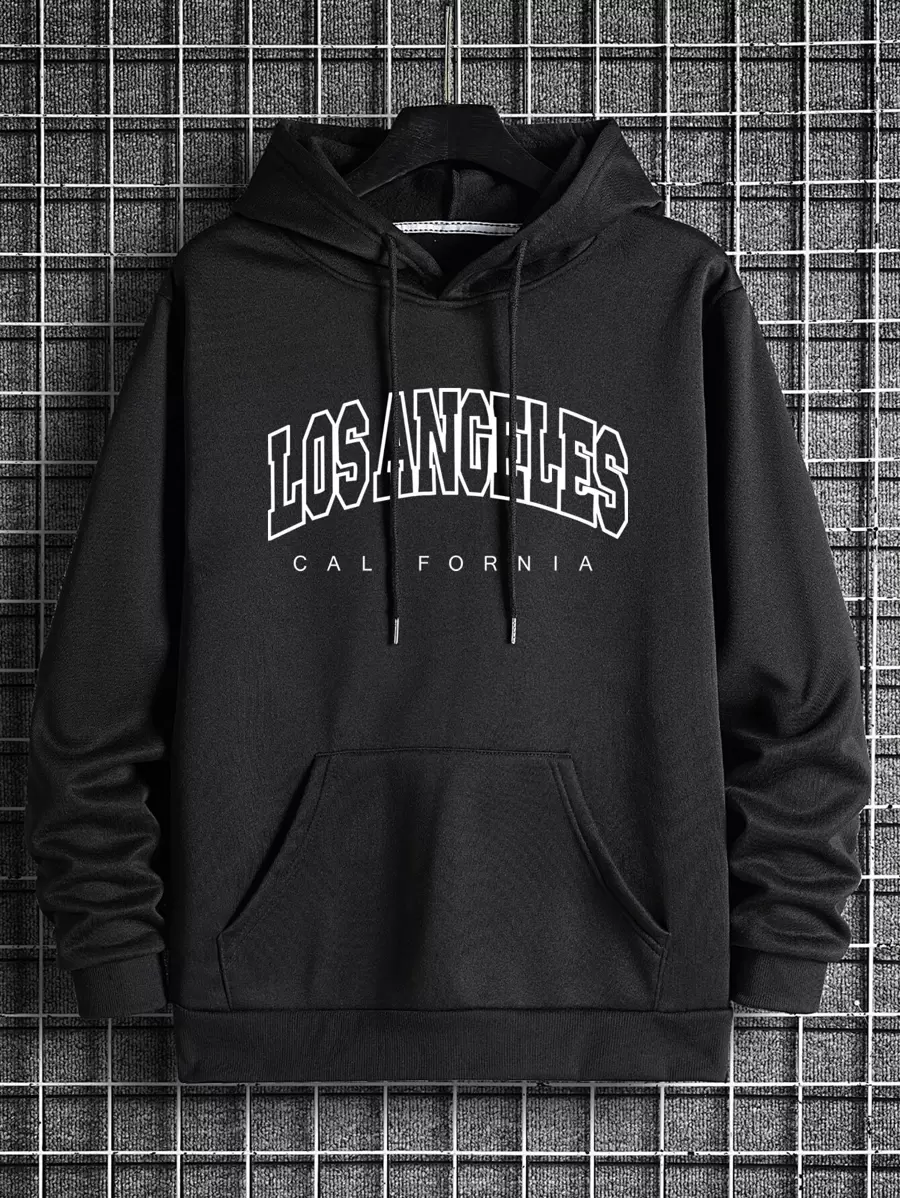Manfinity Dauomo Men Letter Graphic Drawstring Thermal Lined Hoodie