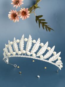 水鑽和人造珍珠裝飾婚禮髮箍