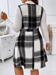 Calvaya Plus Plaid Print Sleeveless Dress Without Top - Black and White - View 2