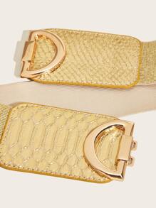 1 件女士优雅 D 字母印花连衣裙，带松紧腰带，夏季、秋季、万圣节 - 金色 - 查看 4