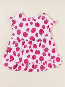 Queen Aubergine 草莓圖案寵物連衣裙