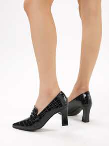 Giày cao gót Nữ In cá sấu Thanh lịch - màu đen - Xem 2