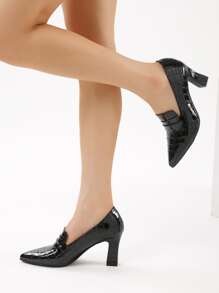 Giày cao gót Nữ In cá sấu Thanh lịch - màu đen - Xem 3