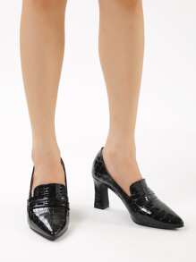 Giày cao gót Nữ In cá sấu Thanh lịch - màu đen - Xem 5