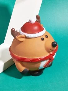 Random Style Christmas Theme Squeaky Fat Reindeer Pet Toy For Teething - Multicolor - View 7