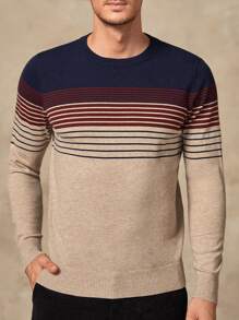 Manfinity VCAY Hombres Jersey con patrón de rayas combinadas - Multicolor - Ver 1